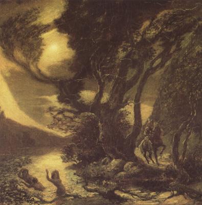Albert Pinkham Ryder Siegfried and the Rhine Maidens (mk19)